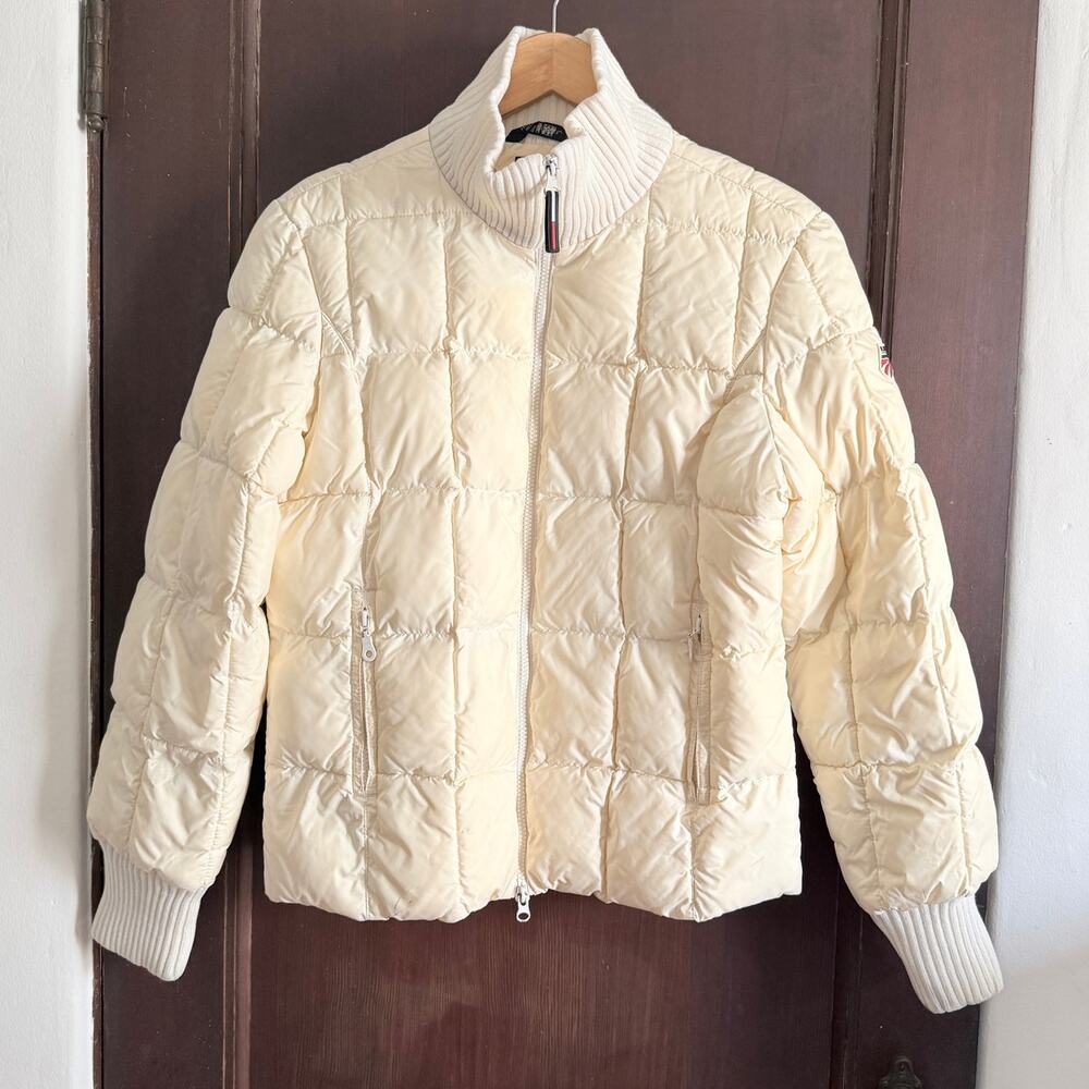 Y2K Vintage TOMMY JEANS White US Ski Team Puffer Jacket Cream Medium Olympics